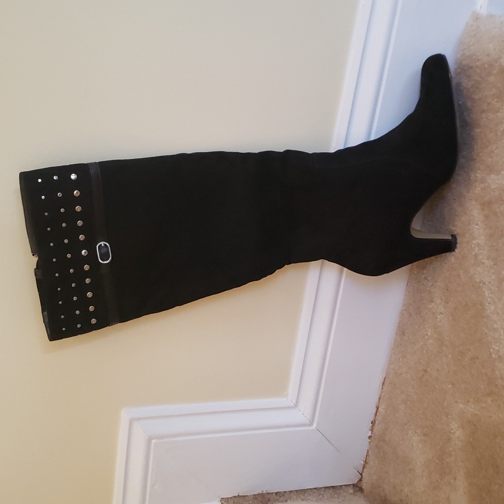 Black Suede Knee Boots